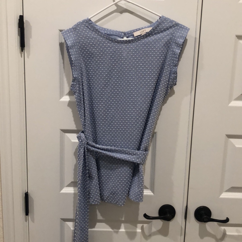 Loft Swiss Dot Wrap Waist Top Size Small